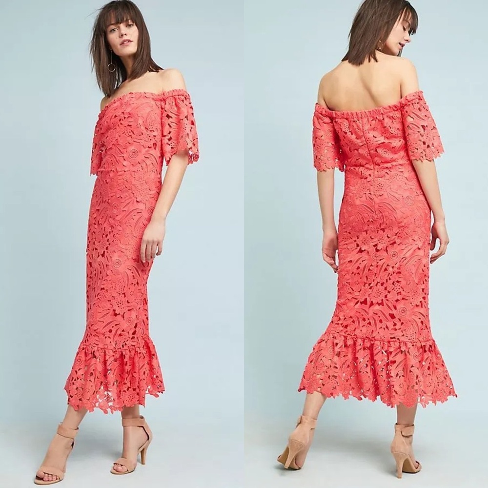 Shoshanna Venetian Off-The-Shoulder Lace Dress | 4